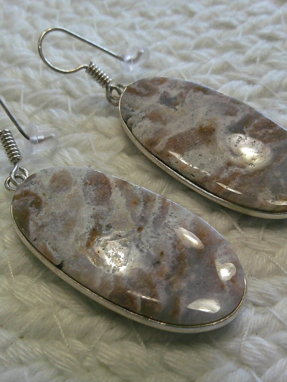 Natural JASPER Handmade Sterling 925 Dangle Earrings #390F